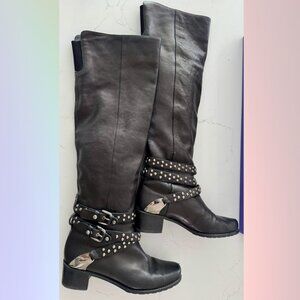 Stuart Weitzman “Yeeha” Tall Black Leather Boots – Size 7